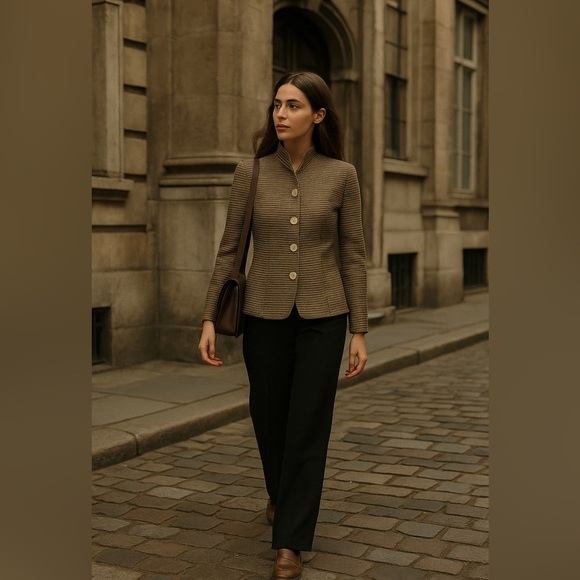 Zanella Italy Metallic Stripe Blazer 8 Dark Academia Heritage Luxe Jacket Office - Picture 6 of 10